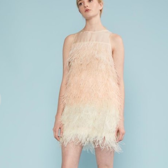 Cynthia Rowley Kitty Pink Ombre Feather Dress - NWT - Size L - Picture 4 of 6